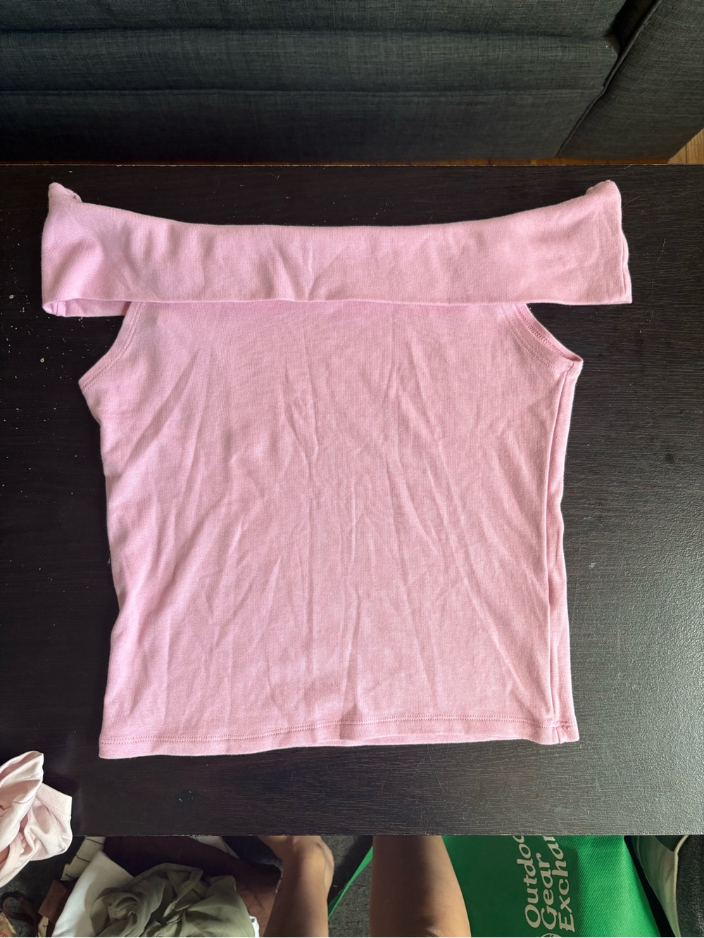 Light Pink Off-Shoulder Ribbed Camisole Top